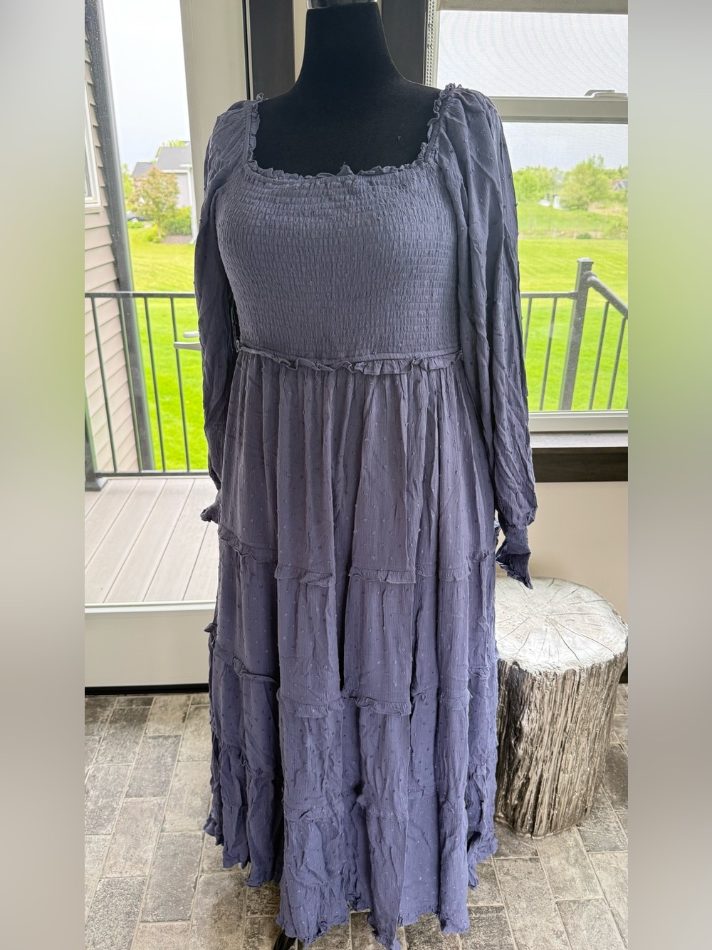 Baltic Born Dusty Blue Smocked Tiered Maxi Dress